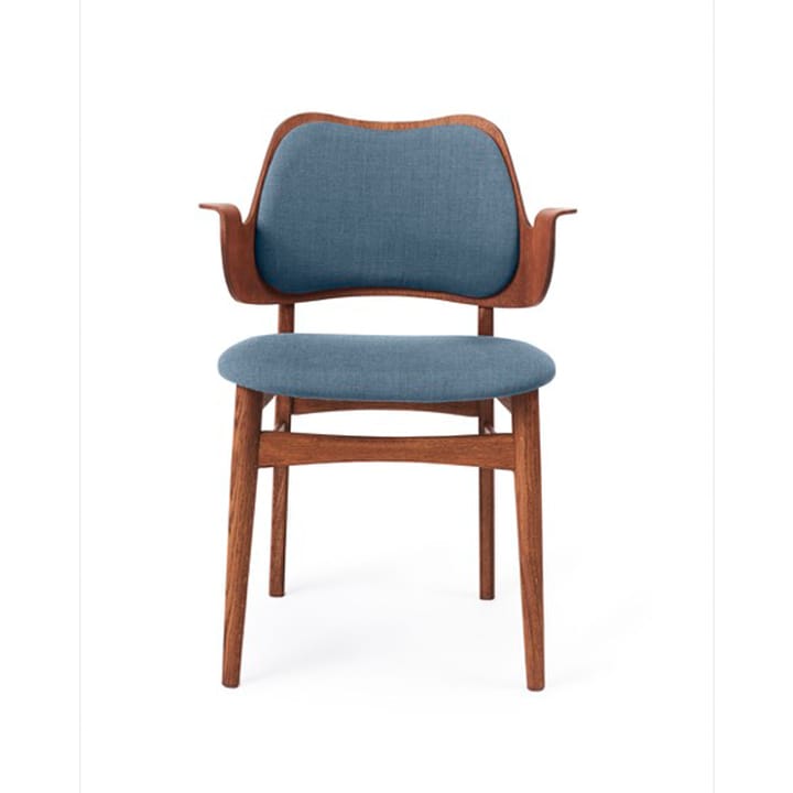 Gesture krzesło, tapicerowane siedzisko i oparcie - tkanina canwazon 734 denim, podstawa z dębu olejowanego,siedzisko tapicerowane, oparcie tapicerowane - Warm Nordic