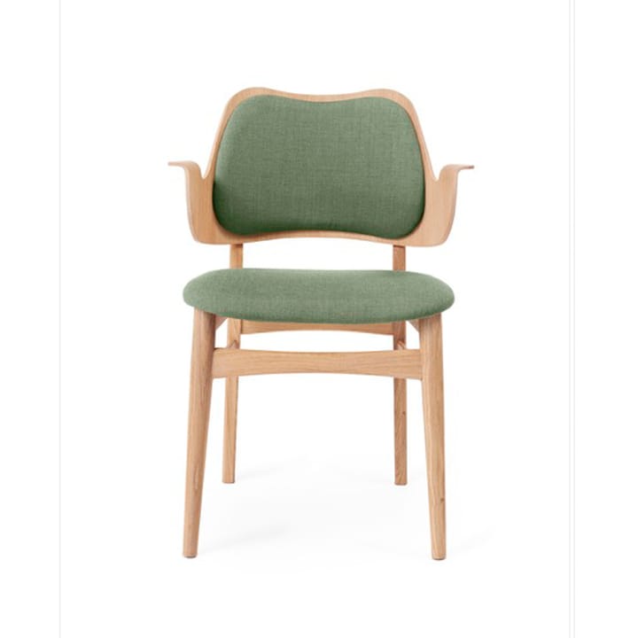 Gesture krzesło, tapicerowane siedzisko i oparcie - tkanina canwazon 926 sage green, podstawa dąb biały olejowany, siedzisko tapicerowane, oparcie tapicerowane - Warm Nordic
