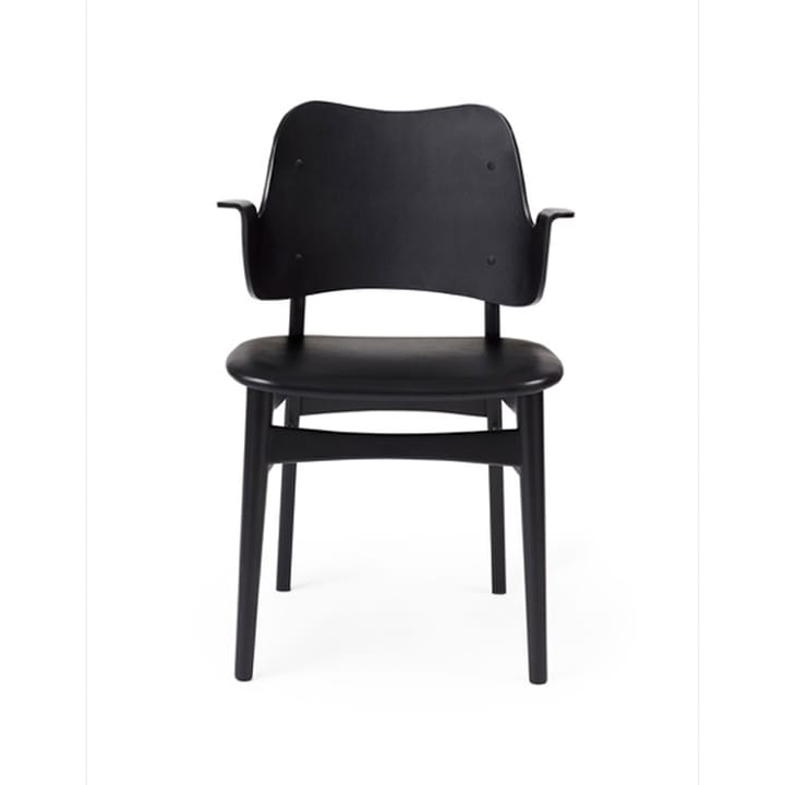Gesture krzesło, tapicerowane siedzisko - Skórzany prescott 207 black, czarny lakierowany stojak drewno bukowe,tapicerowane siedzisko - Warm Nordic