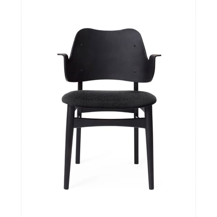 Gesture krzesło, tapicerowane siedzisko - tkanina anthracite, czarny lakierowany stojak drewno bukowe - Warm Nordic