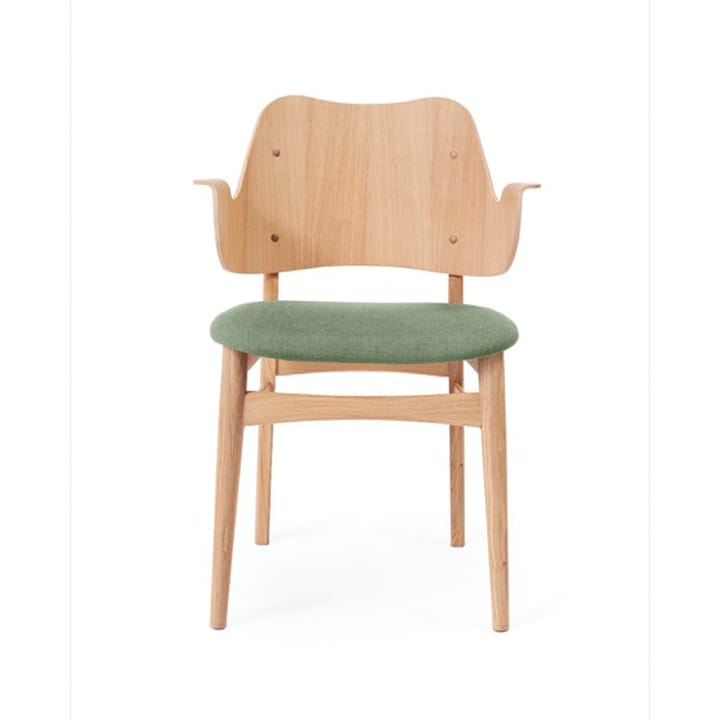 Gesture krzesło, tapicerowane siedzisko - tkanina canwazon 926 sage green,podstawa z dębu olejowanego na biało, siedzisko tapicerowane - Warm Nordic