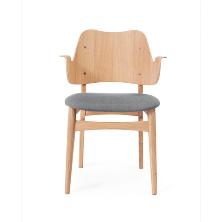 Gesture krzesło, tapicerowane siedzisko - tkanina grey melange, stojak z białego olejowanego dębu,tapicerowane siedzisko - Warm Nordic