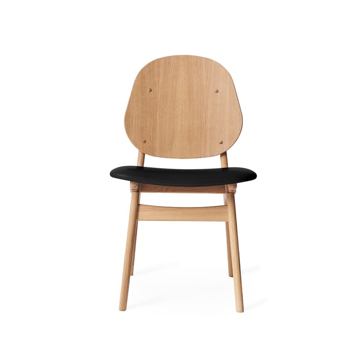 Noble krzesło - czarna skóra, stojak z białego olejowanego dębu - Warm Nordic
