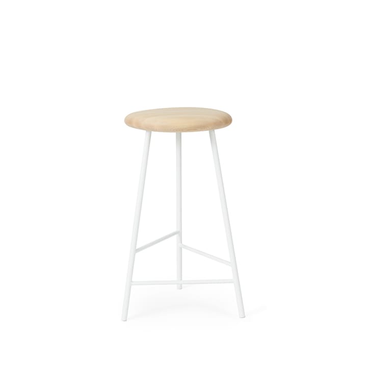 Pebble krzesło barowe - olej jesionowy, wys.65, stojak biały - Warm Nordic