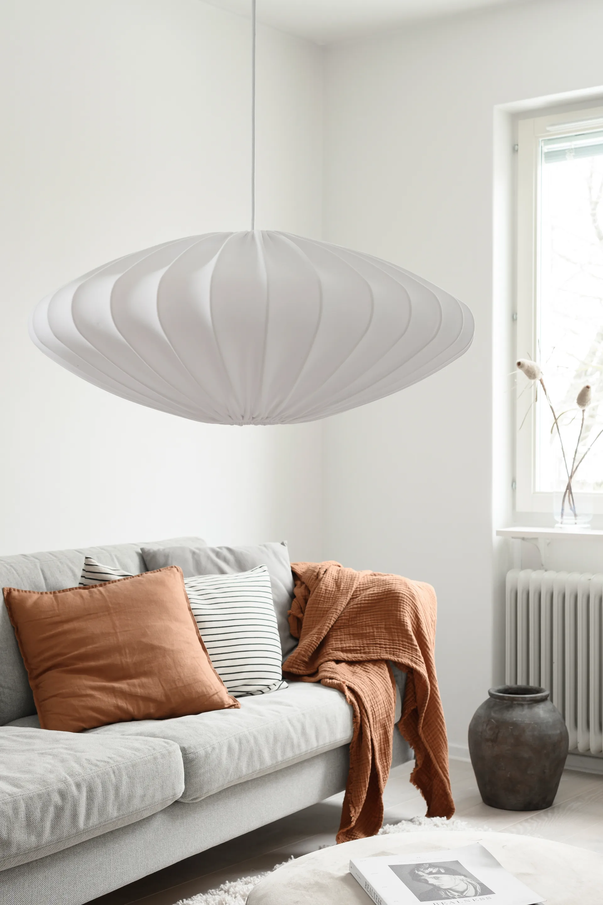 Abażur Ellipse 65 cm bawełna, Biały Watt & Veke