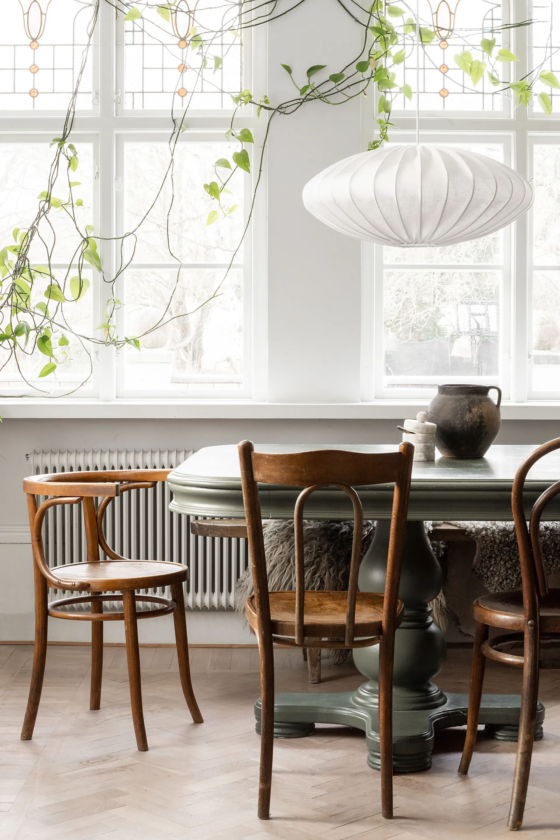 Abażur Ellipse 65 cm lniany, Biały Watt & Veke