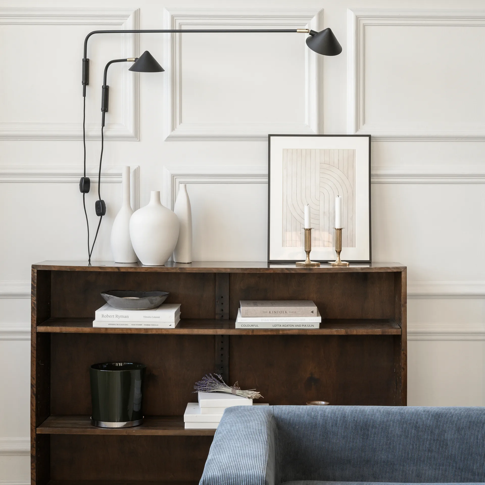 Lampa ścienna Kelly długie ramię, Czarno-złoty Watt & Veke