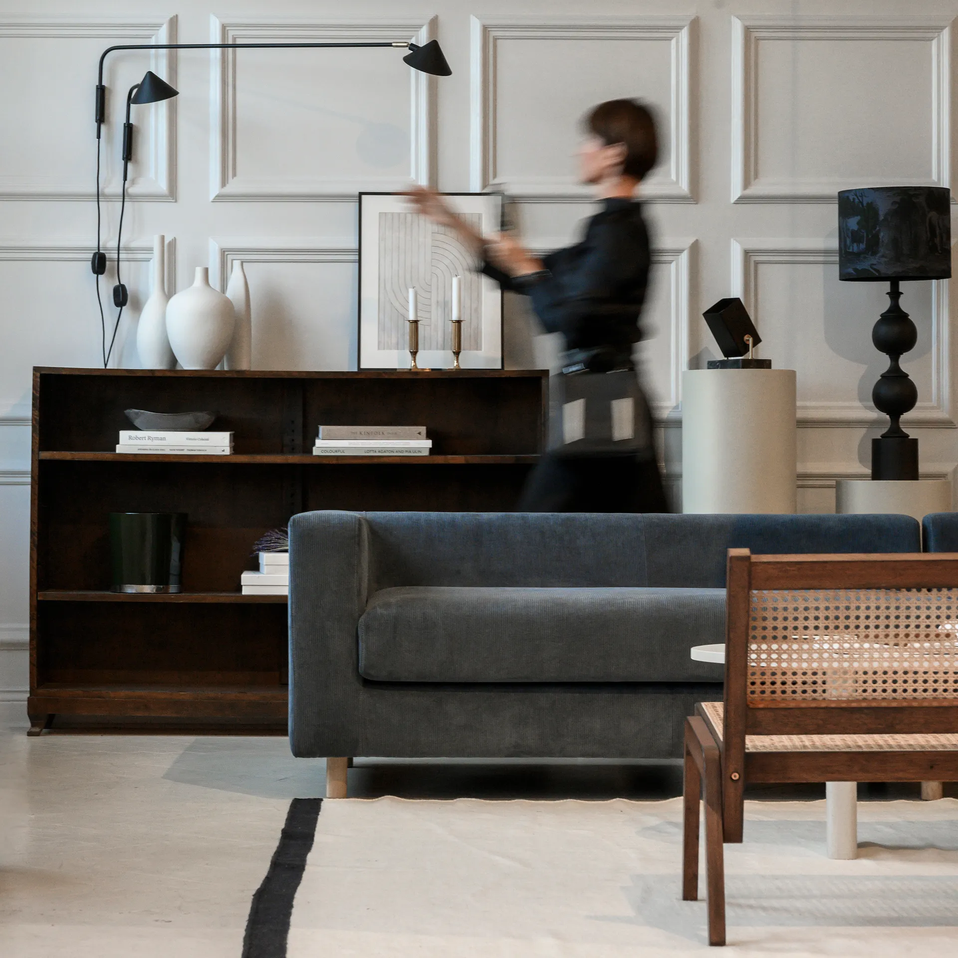 Lampa ścienna Kelly długie ramię, Czarno-złoty Watt & Veke