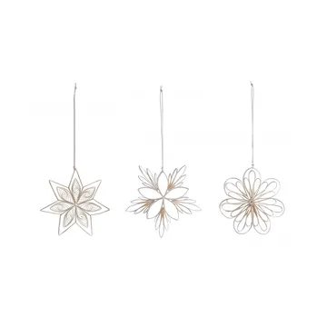 Zawieszki świąteczne Star mix 3-pak - Biały - Watt & Veke