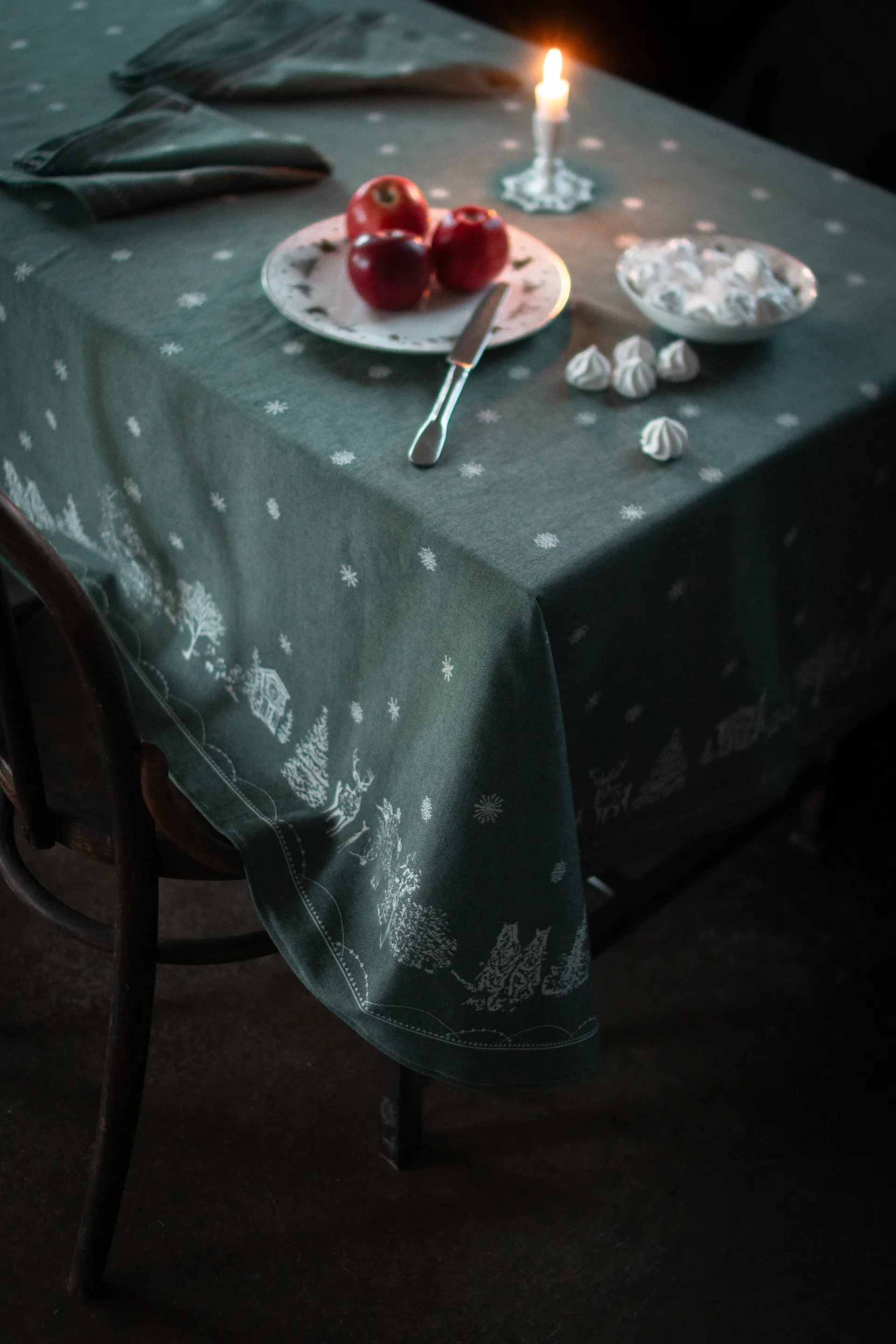 Serwetka materiałowa Julemorgen 45x45 cm 2 szt., Biało-zielony Wik & Walsøe