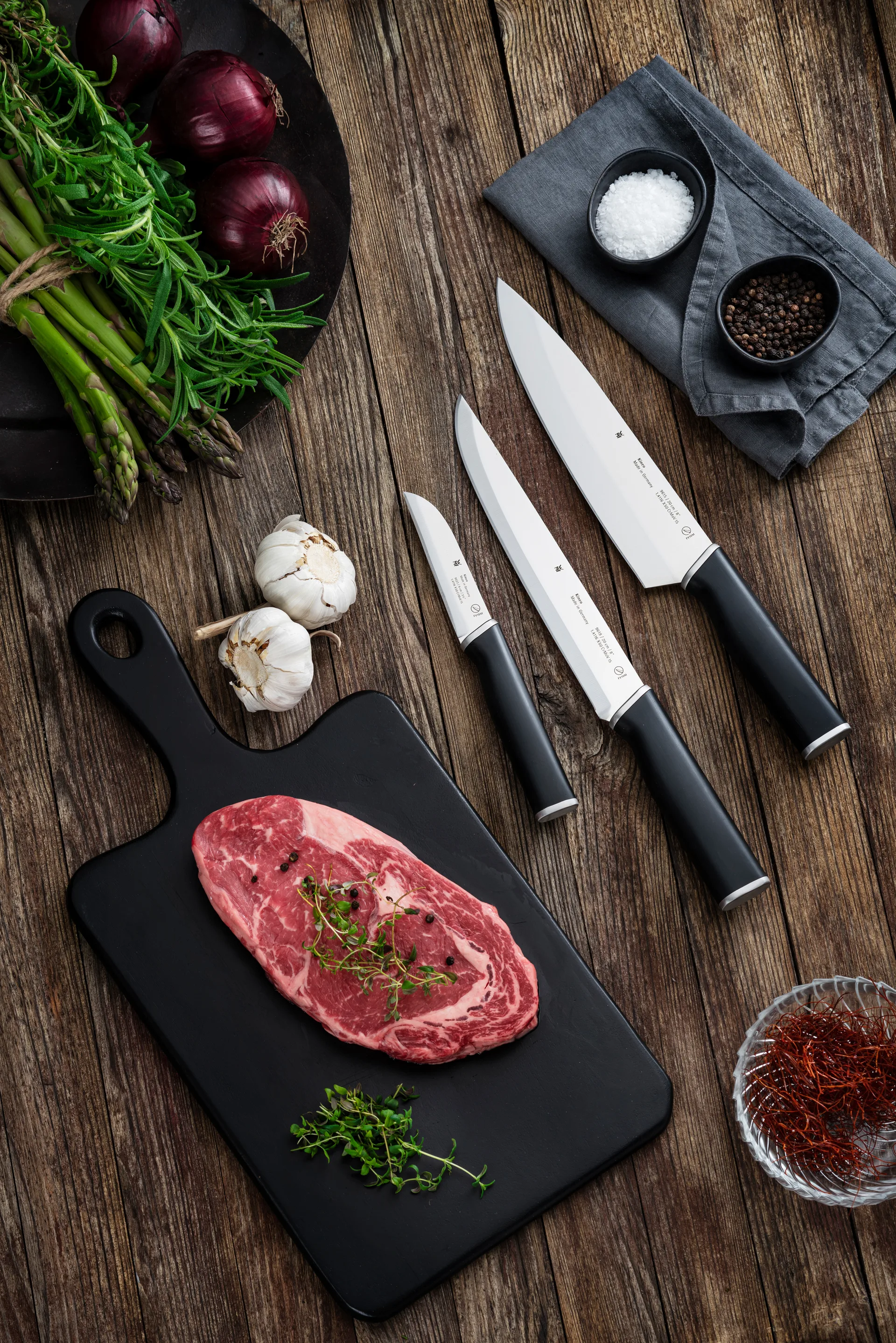 Kineo zestaw noży cromargan 3 części, Stal nierdzewna WMF