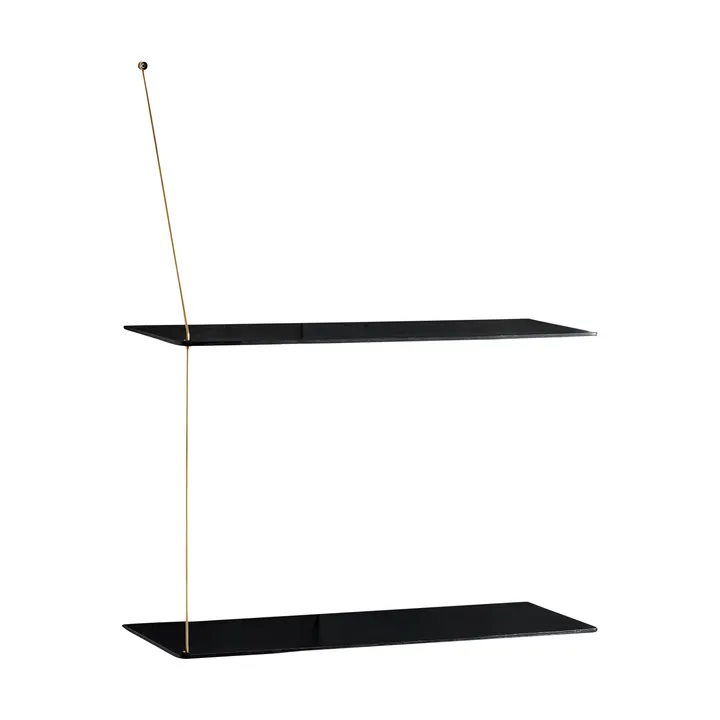 Półka Stedge - Czarny dąb-mosiądz, 60 cm, 2 półki - Woud