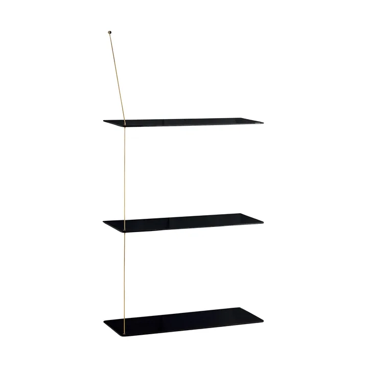 Półka Stedge - Czarny dąb-mosiądz, 60 cm, 3 półki - Woud