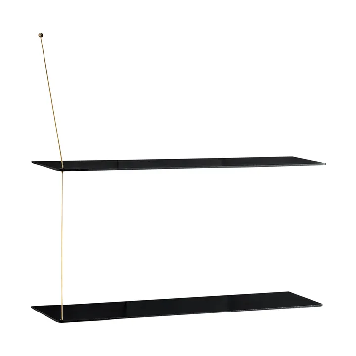 Półka Stedge - Czarny dąb-mosiądz, 80 cm, 2 półki - Woud