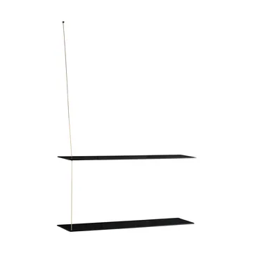Półka Stedge - Czarny dąb-mosiądz, 80 cm, 2 półki - Woud