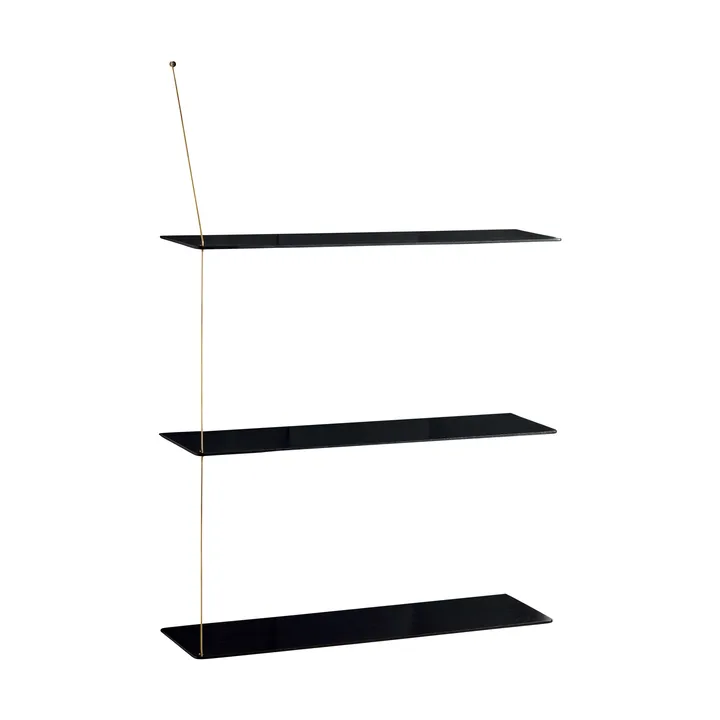 Półka Stedge - Czarny dąb-mosiądz, 80 cm, 3 półki - Woud
