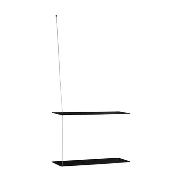 Półka Stedge - Czarny dąb-szczotkowana stal, 60 cm, 2 półki - Woud