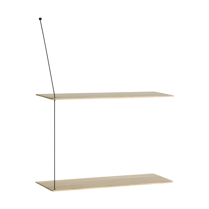 Półka Stedge - Dąb bielony-czarny, 2 półki, 60 cm - Woud