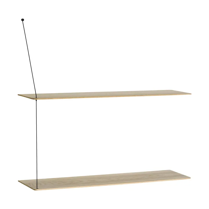 Półka Stedge - Dąb bielony-czarny, 80 cm, 2 półki - Woud