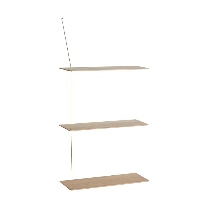 Półka Stedge - Dąb bielony-mosiądz, 60 cm, 3 półki - Woud
