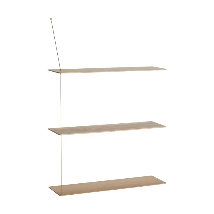 Półka Stedge - Dąb bielony-mosiądz, 80 cm, 3 półki - Woud