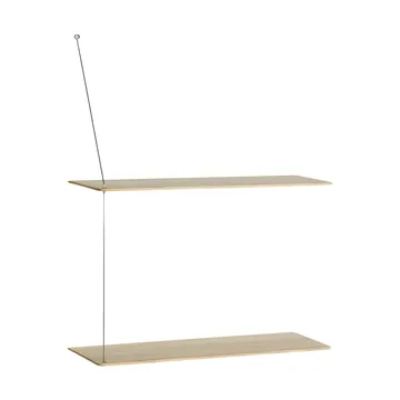 Półka Stedge - Dąb bielony-stal szczotkowana, 60 cm, 2 półki - Woud