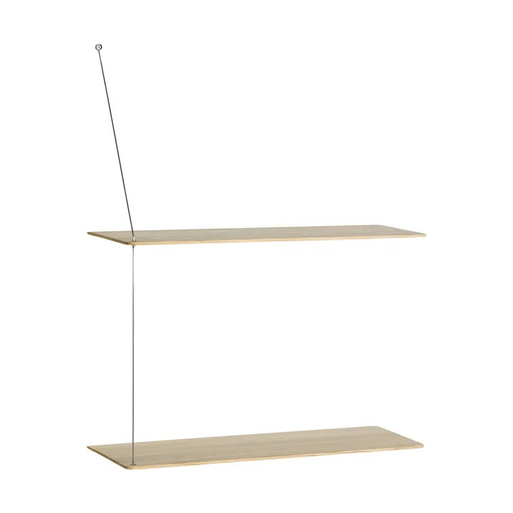 Półka Stedge - Dąb bielony-stal szczotkowana, 60 cm, 2 półki - Woud