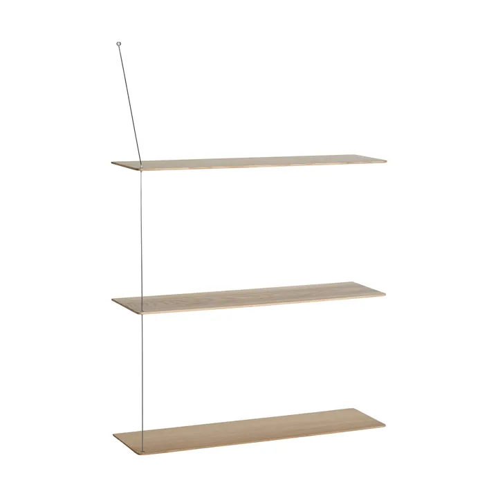 Półka Stedge - Dąb bielony-stal szczotkowana, 80 cm, 3 półki - Woud