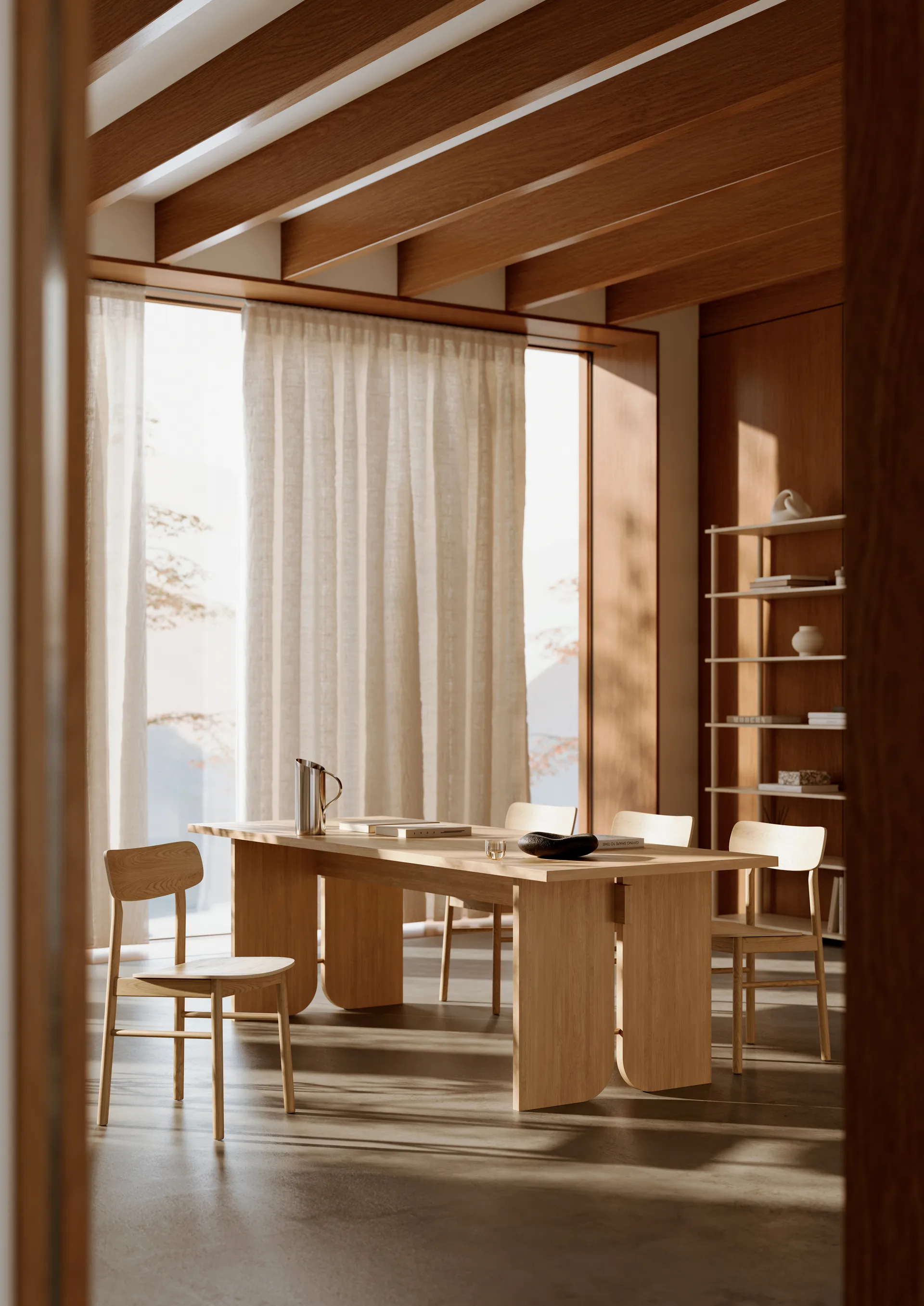 Stół Kimono 240x90 cm, Dąb lakierowany z białym pigmentem Woud