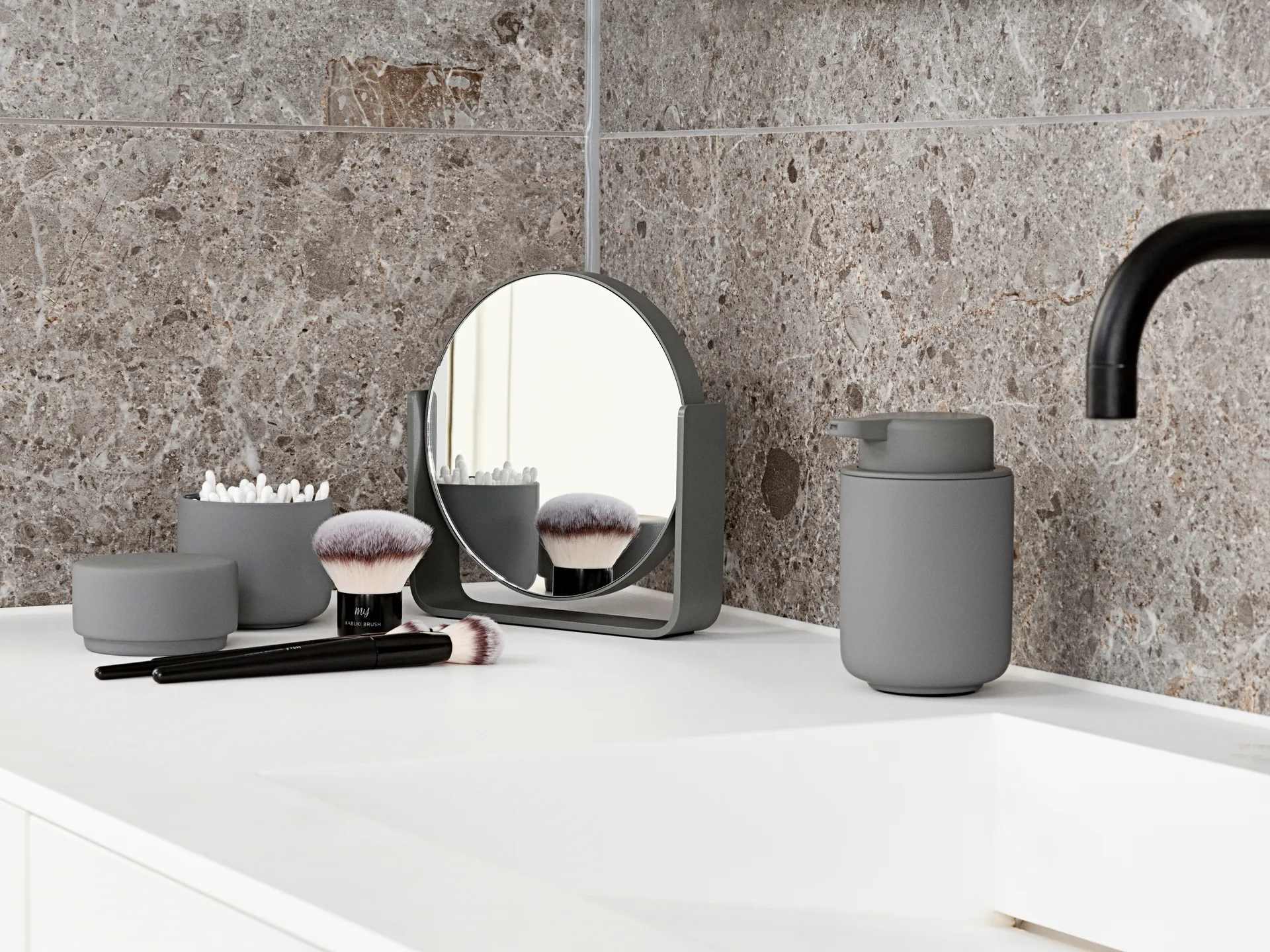 Lustro stołowe z powiększeniem 5x Ume 19x19,5 cm, Szary Zone Denmark