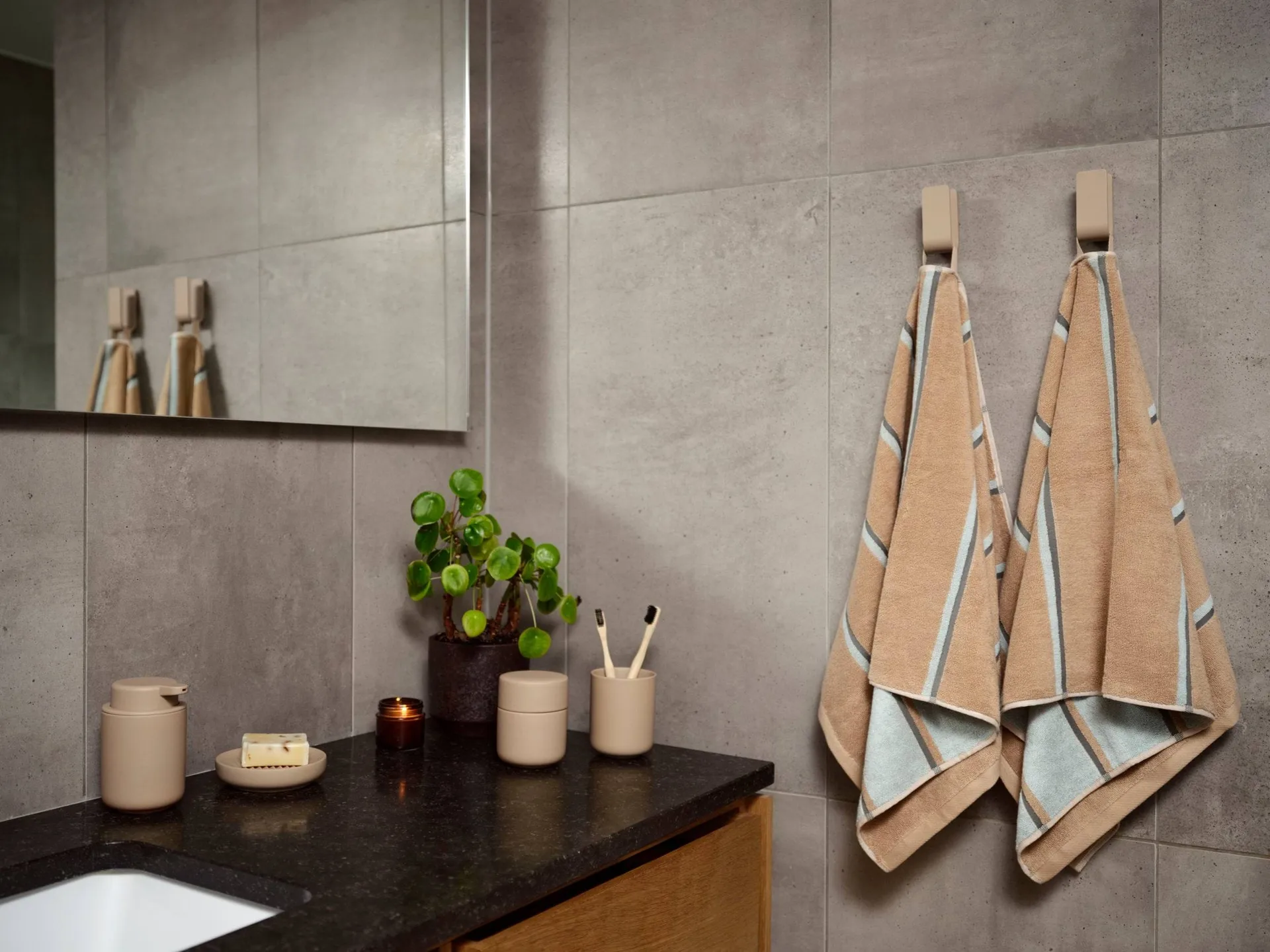 Ręcznik Sauna, Camel-ice blue-olive green, 50x100 cm Zone Denmark