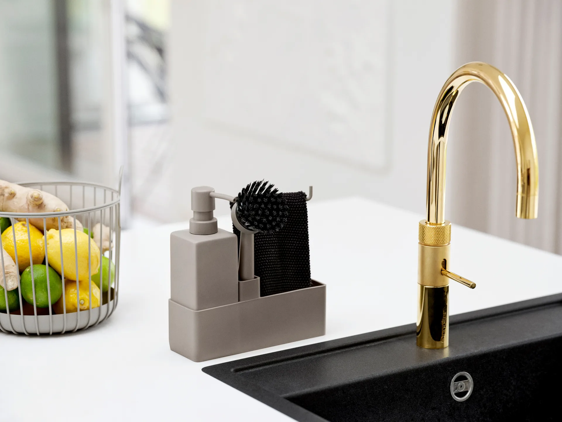 Zestaw do mycia naczyń ze ściereczką Zone Denmark, Taupe Zone Denmark