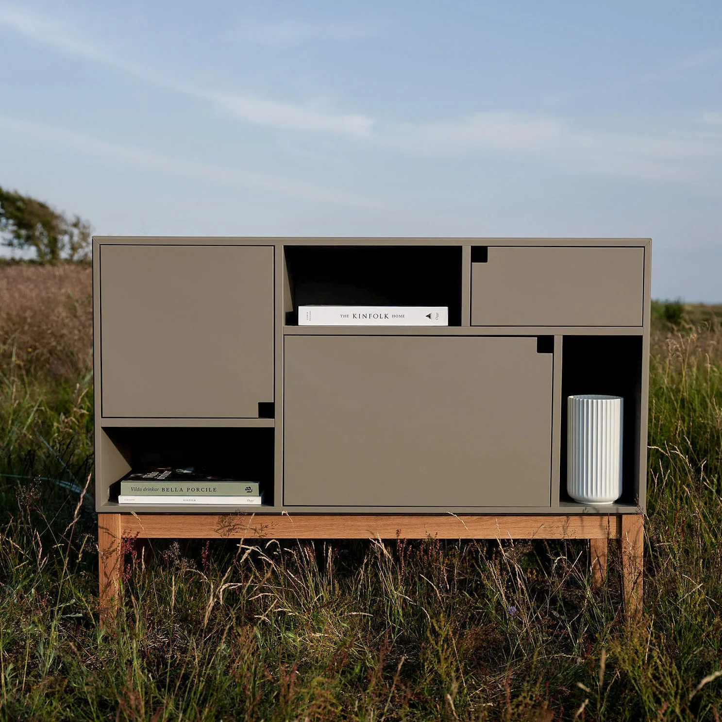 Citti 6x3 gabinet, Mole Grey stojak w kolorze dąb matowy lakier Zweed