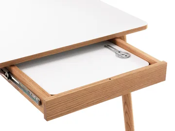 Dino+ stół jadalny z dodatkowym blatem - biały, dębowy stojak, 2 dodatkowe wkladki - Zweed