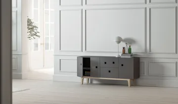 Peep M2 ławka medialna - slate grey, dąb barwiony na biało - Zweed