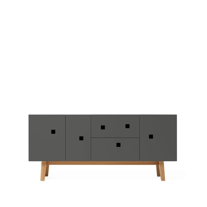 Peep M2 ławka medialna - slate grey, retro, stojak dębowy - Zweed