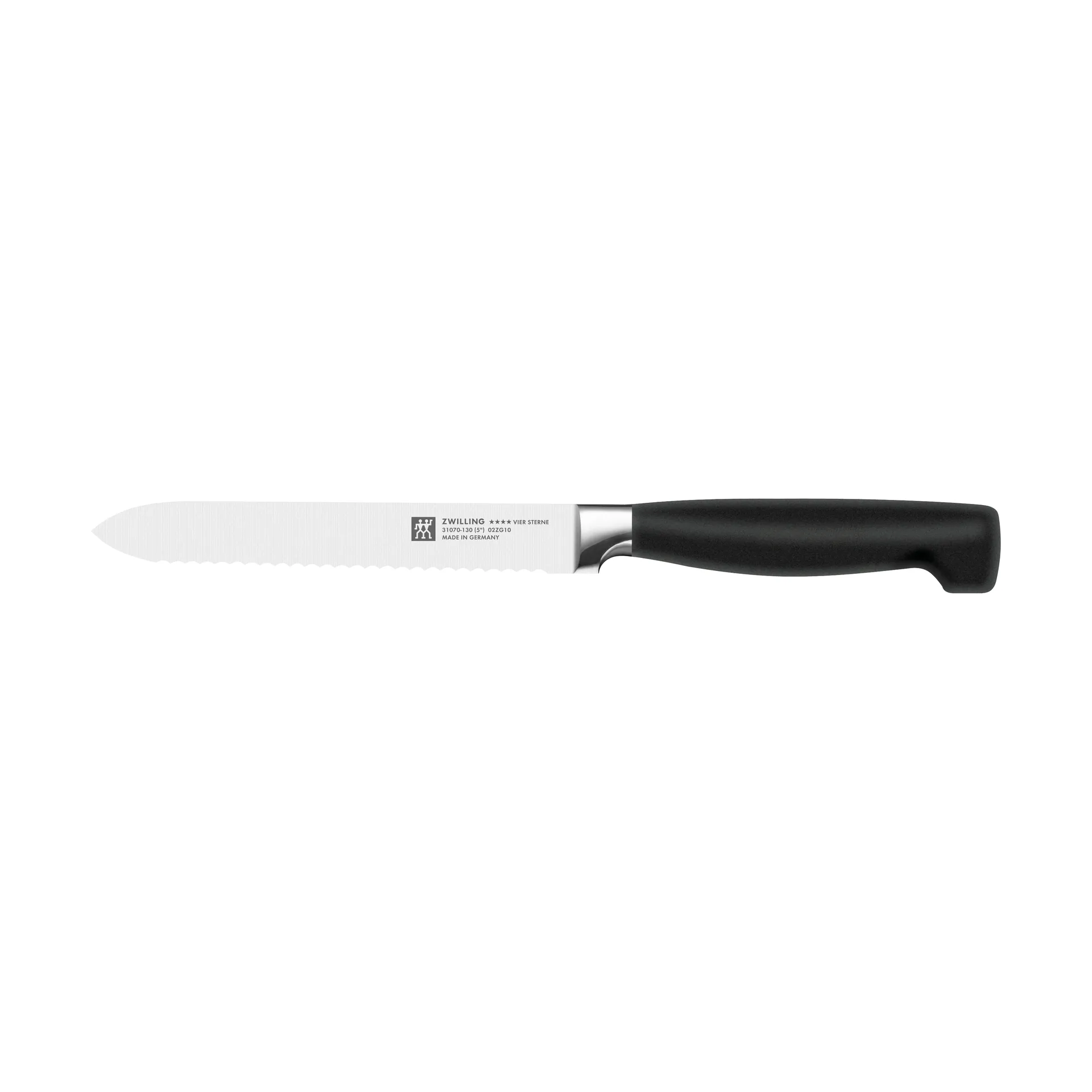 Zwilling Four star ząbkowany nóż uniwersalny 13 cm, Czarny-nierdzewna stal Zwilling